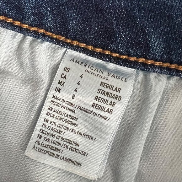 American Eagle Denim Jean Skirt 4 Hi Rise Super Stretch Blue Button Front Mini - Picture 5 of 6